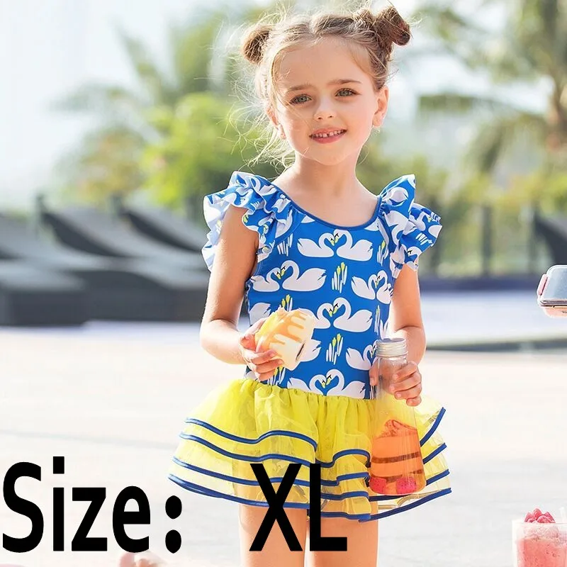 Blue XL Новинка года; стильный купальный костюм в Корейском стиле с изображением лебедя; милый купальный костюм для мальчиков и девочек; пляжная одежда с защитой от солнца с рисунком для отдыха - Цвет: Blue XL