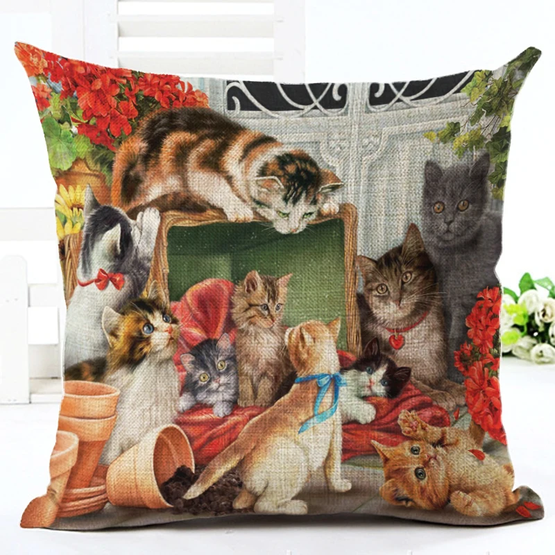 2016 новое поступление западный стиль милая Подушка с животными Almofadas льняная