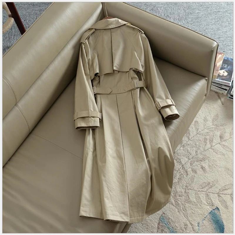 Тренчкот женский двубортный длинная Повседневная ветровка верхняя одежда R126