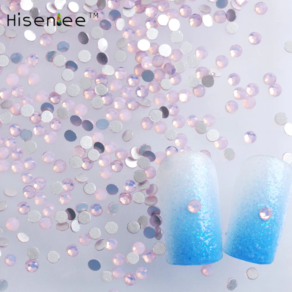 Hisenlee ss3 ss4 ss5 ss6 ss8 ss10 ss12 небольших размеров розовый опал 3D ногтей Стразы с плоской задней Стекло Стразы non HotFix камни
