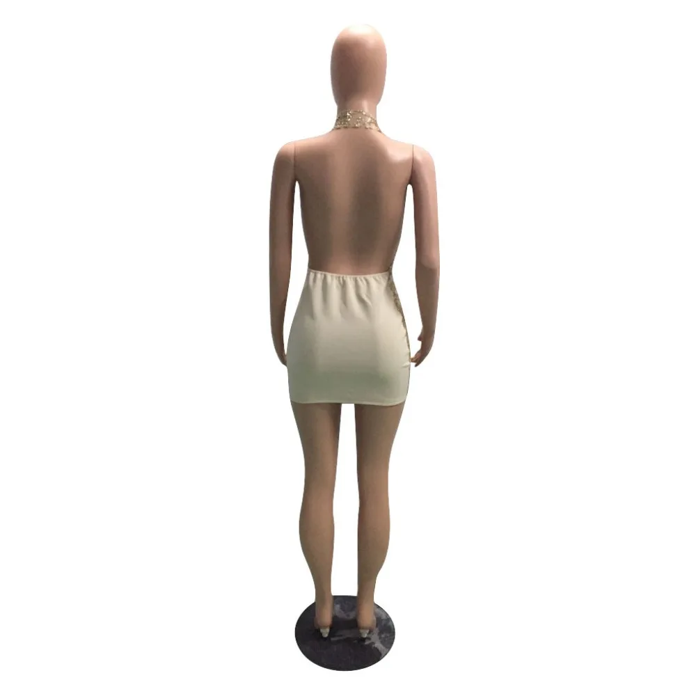 Рубин гардероб пикантные женские Холтер Мини платья с глубоким v-образным