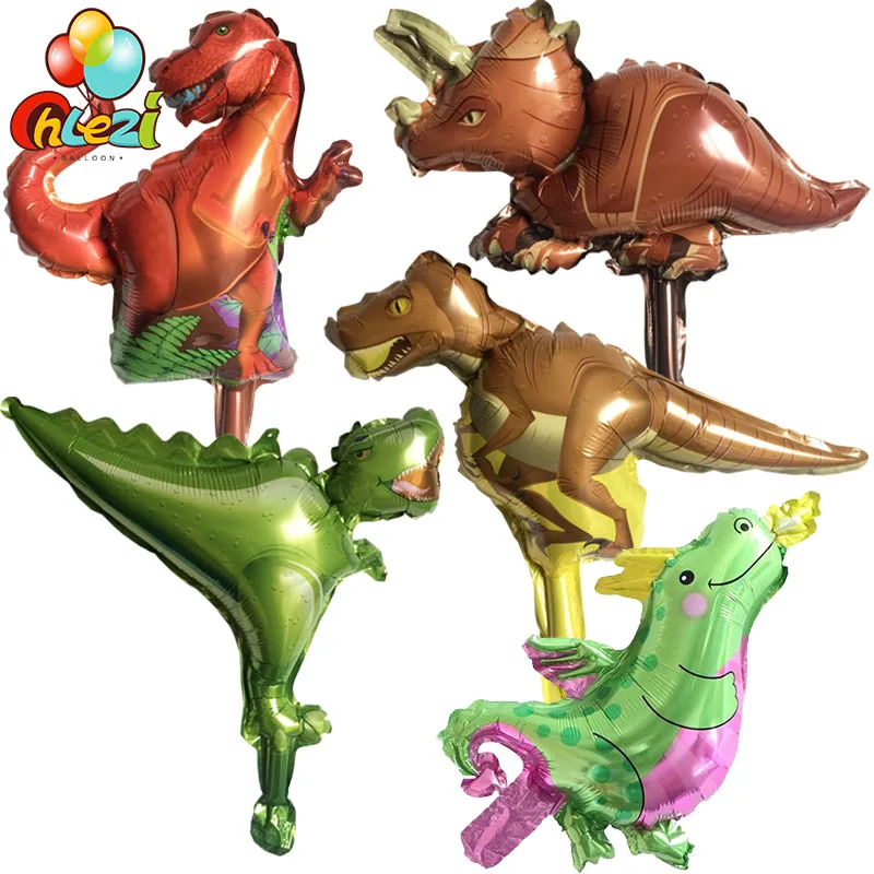 

50pcs/lot Mini Tyrannosaurus Triceratops T-Rex Charizard Foil balloon Dinosaur world Birthday party decoration Children's toys