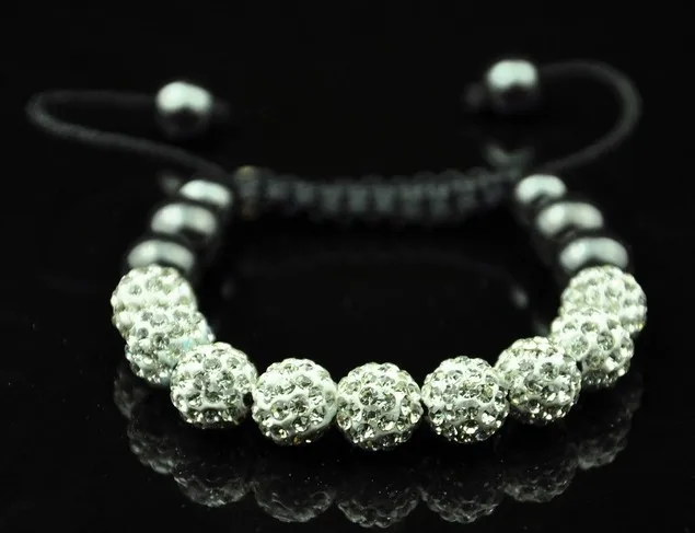 Free shipping!10mm Hotsale White Micro Pave Disco Ball Beads Bangles Bracelet Lot jewelry Christmas Gift crystal | Украшения и