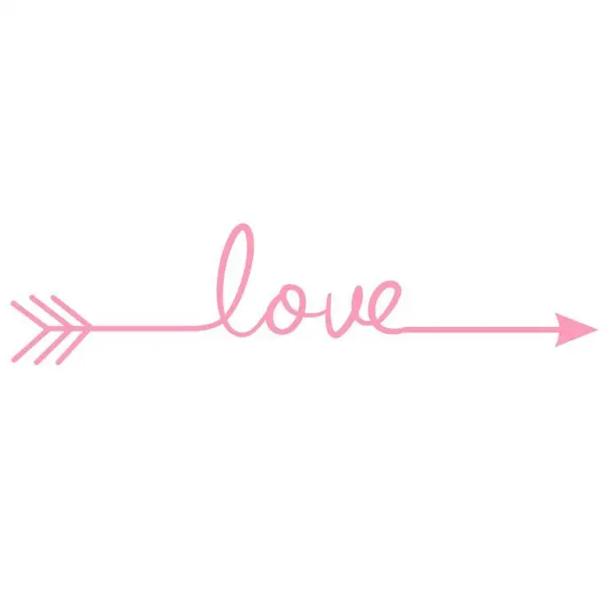 Розовый Многоцветная Настенная Наклейка Love arrow для гостиной, спальни, виниловые Выгравированные Наклейки на стены, наклейки для украшения дома - Цвет: Розовый