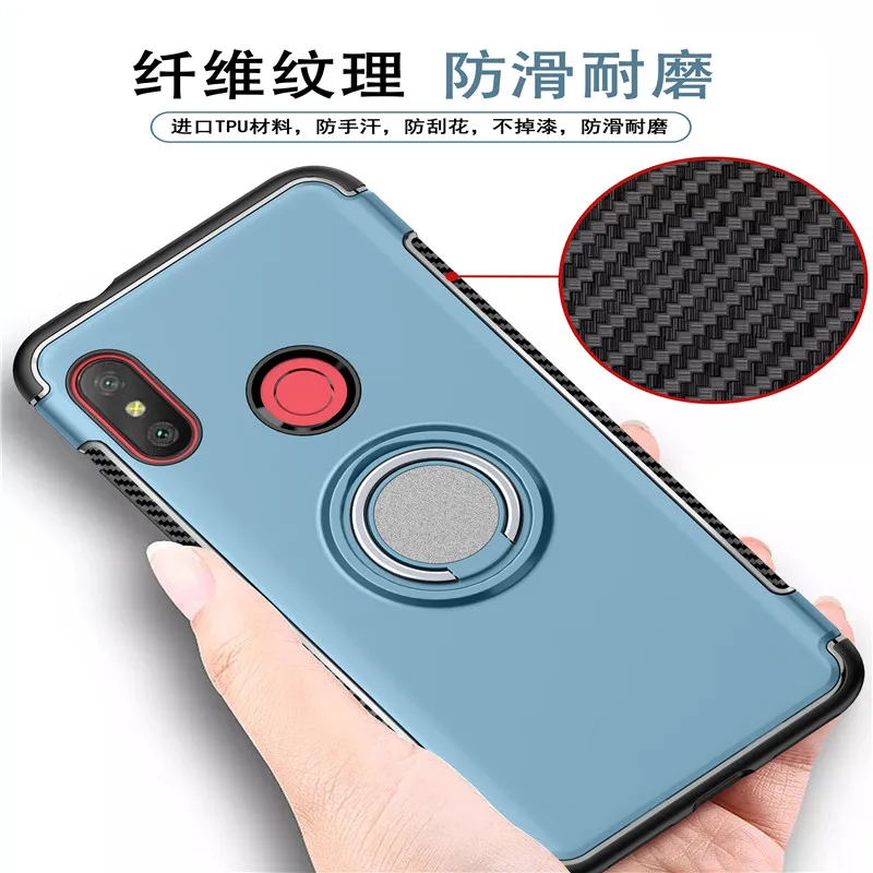 For Xiaomi Mi A2 Lite phone Case 5.84 PC+TPU A2Lite Global Version MiA2Lite case Finger Ring Car Magnet Back Cover |