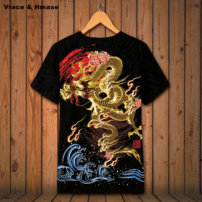 Футболка в китайском стиле с принтом дракона тотемного размера футболка хип хоп