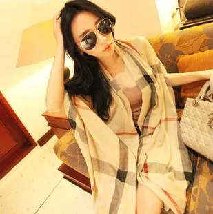 Весна и лето классический простой женский шарф в клетку из хлопка ультра длинный