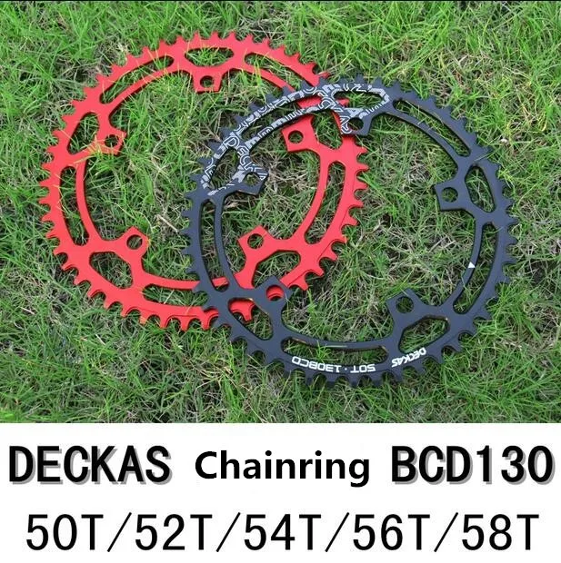 Deckas 130 BCD круглый 50/52/54/56/58 т звезду MTB горный велосипед инструмент для демонтажа цепи велосипеда(колеса диаметра окружности болтов(зубчатая пластина Запчасти 130BCD черный/красный
