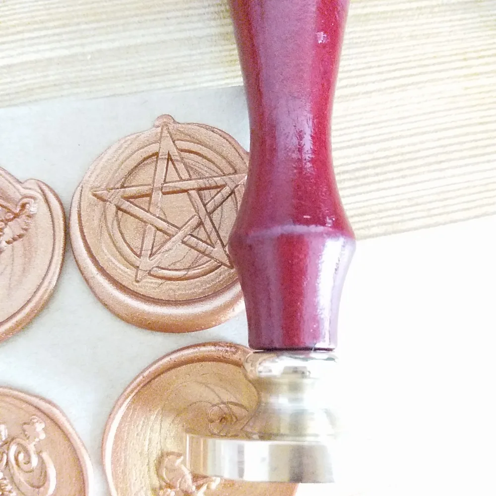 Пентаграмма пятиконечная звезда воск печать штамп, конверт печать DIY уплотнение воск штамп винтажный индивидуальный дизайн коробка набор деревянная металлическая ручка