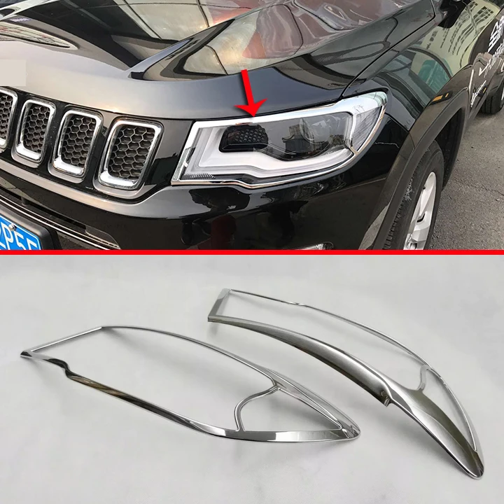 

ABS Chrome Headlight Lamp Cover Trim For Jeep Compass 2017 2018