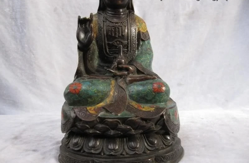China Folk temple 100% Pure Bronze cloisonne Bodhisattva Kwan-Yin Hold bottle | Дом и сад