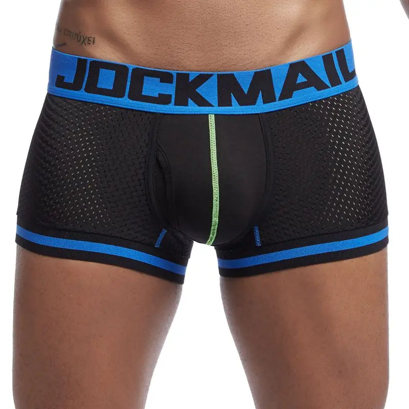 04 JOCKMAIL, новинка, нижнее белье для мужчин, боксеры, сетка, u-образный мешочек, сексуальные подштанники, Cueca, хлопковые трусы, боксерские шорты для геев, мужские трусы, цветные - Цвет: 04