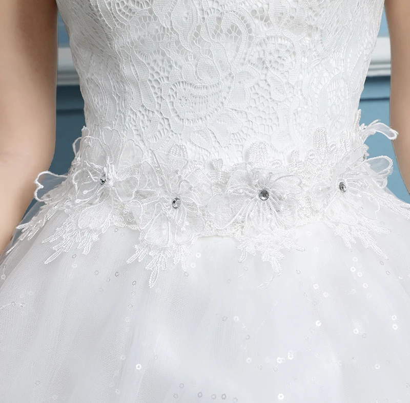 Elegant Scoop Neck Beading Lace Up Vestidos De Novia Crystal Backless A-line Maxi Wedding Dresses Robe Marriage Bridal Gowns | Свадьбы и