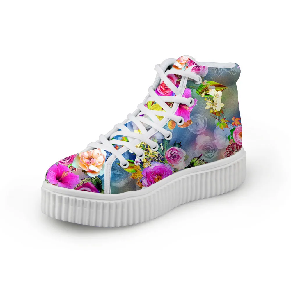 WHEREISART/Женская обувь на платформе смешанные цвета ручная роспись плоской подошве