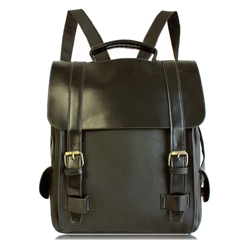 Black PU LLeather Модный женский рюкзак из искусственной кожи, школьная сумка, винтажная большая школьная сумка для девочек-подростков, коричневые, черные рюкзаки, мужской рюкзак XA30H - Цвет: Black PU LLeather