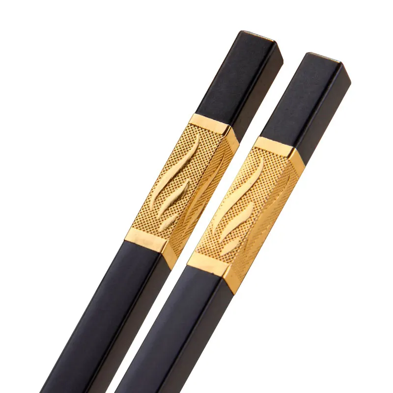 5 пар китайских палочек для еды Подарочный черный многоразовый Золотой