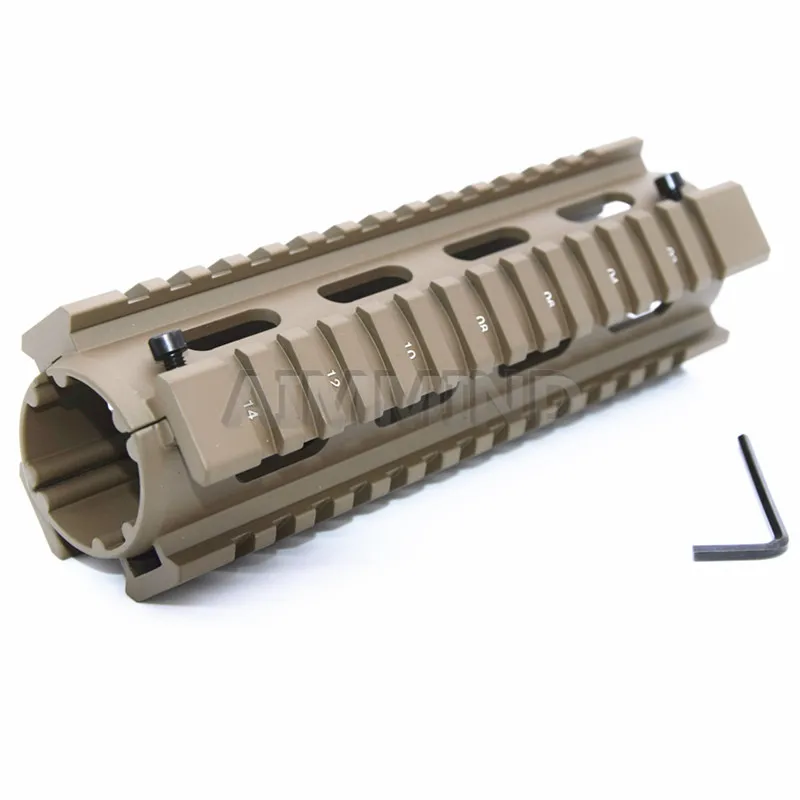 Высокое качество Tan Rail System Quad Handguard 6 7 дюймов Carbine Length 2 шт Drop In Picatinny Hand Guard AR