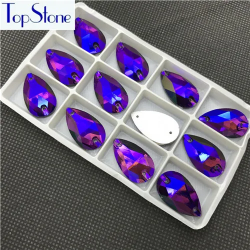 17x28mm 12pcs Аметист Фиолетовый бархат AB цветная слеза пришить Камень Flatback швейные стеклянные хрустальные капельки аксессуары для одежды стразами - Цвет: 17x28mm 12pcs