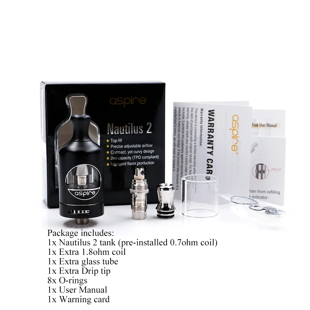 Оригинальный Aspire Nautilus 2 танк и 5 шт. nautilus BVC 0.7ohm катушки мл TPD распылитель подходит