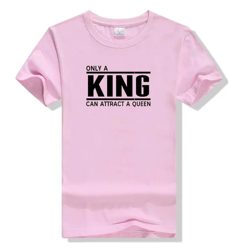 

Women Tshirt Streetwear Female Short Sleeve Tops Tee Shirt Femme High Quality Only A King Can Attract A Queen Letters T-shirt