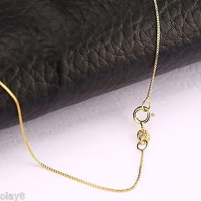 

New Solid Au750 18K Yellow Gold Chain Women's Box Link Necklace 16inch