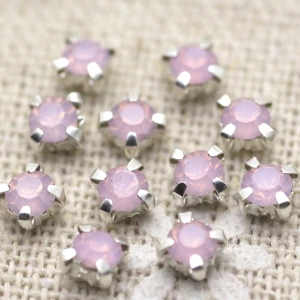 pink opal 100 шт, 3,8 мм, разноцветные стразы из опала с серебряной основой, белые стразы из опала для украшения одежды - Цвет: pink opal
