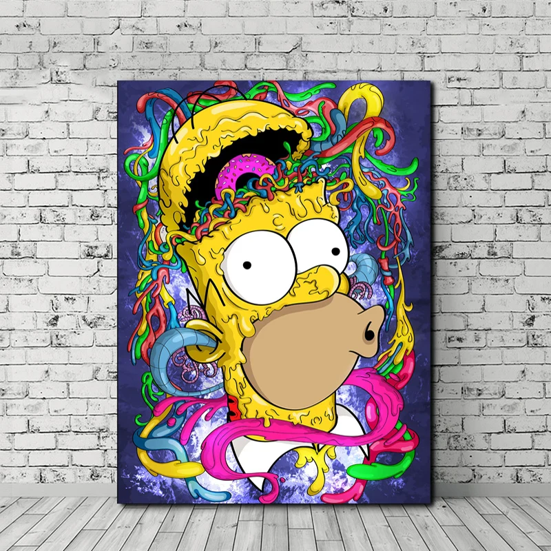 Homer мультфильм как зомби Смешные обои настенные художественные Холст Плакаты