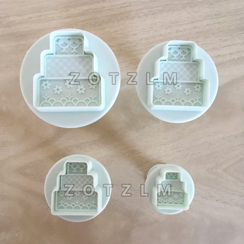 4 шт./лот 3D формы торта пластиковый набор резаков для печенья помадные шоколадные