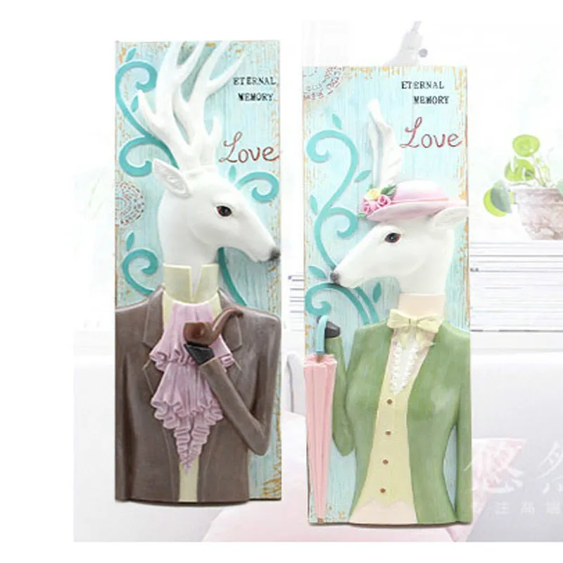 Креативная доска-колышек в американском стиле украшенная головой оленя