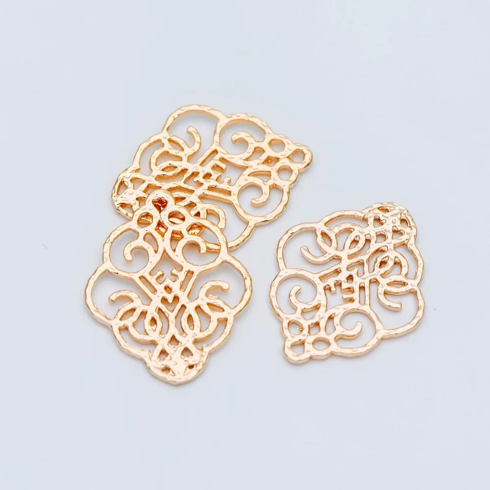 10pcs Gold Filigree Charm Connectors plated Brass Earring Charms Necklace Pendants with Loops 28x23mm (GB-583) | Украшения и