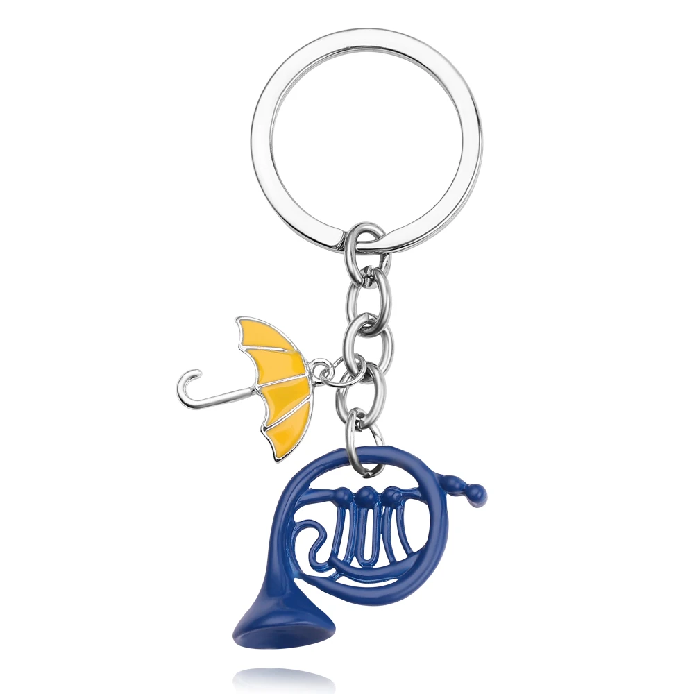

New Arrival Cute Keychain How I Met Your Mother Yellow Umbrella Blue French Horn Key Rings Fashion Jewelry Accessories Gifts