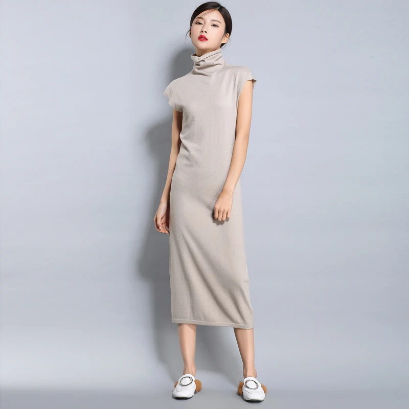 Women Sweater Vest Dress 2018 New Spring Long Pullovers High Quality Cashmere Turtleneck Sleeveless Tops Clothing | Женская одежда
