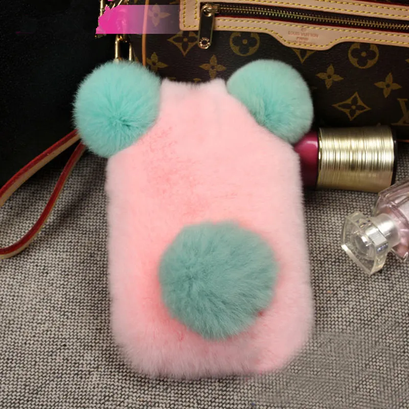 Для Samsung J7 J3 J5 2017 Panda Telefon Real Rabbit Fuzzy flufies Knuffel Fundas De Peluche для A5 A3 A7 |