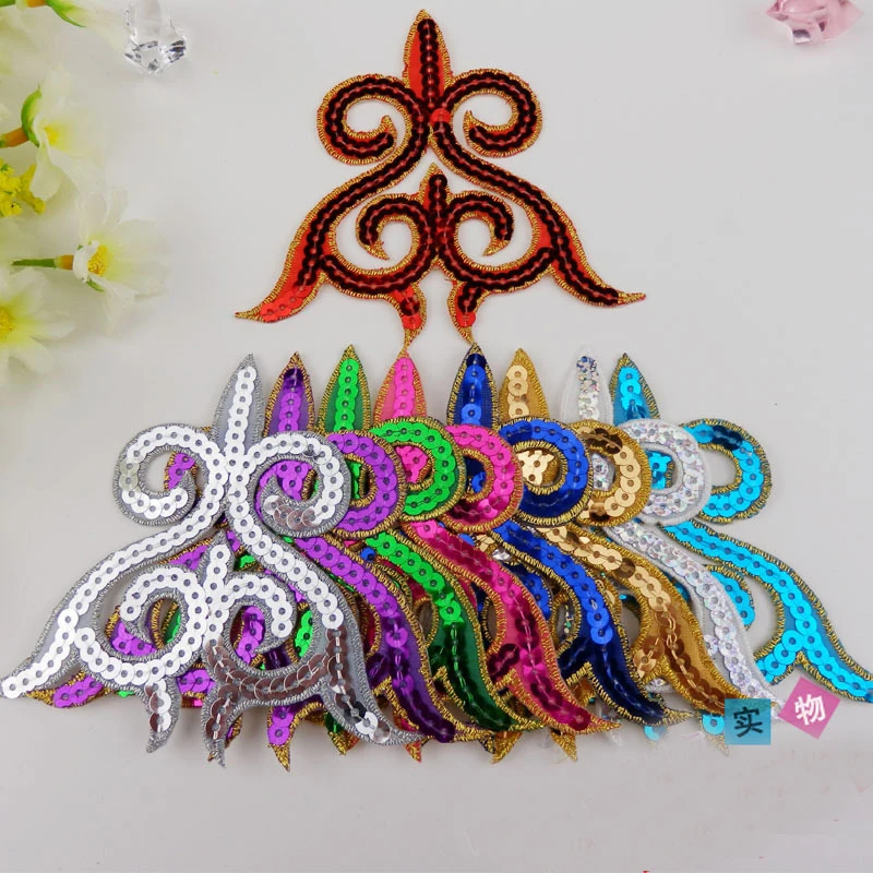 

60 Pieces Sequined Cosplay Costume Appliqued Patches 3D Gold Venise Flower Trim Iron On Vintage Flower 10*9.5CM