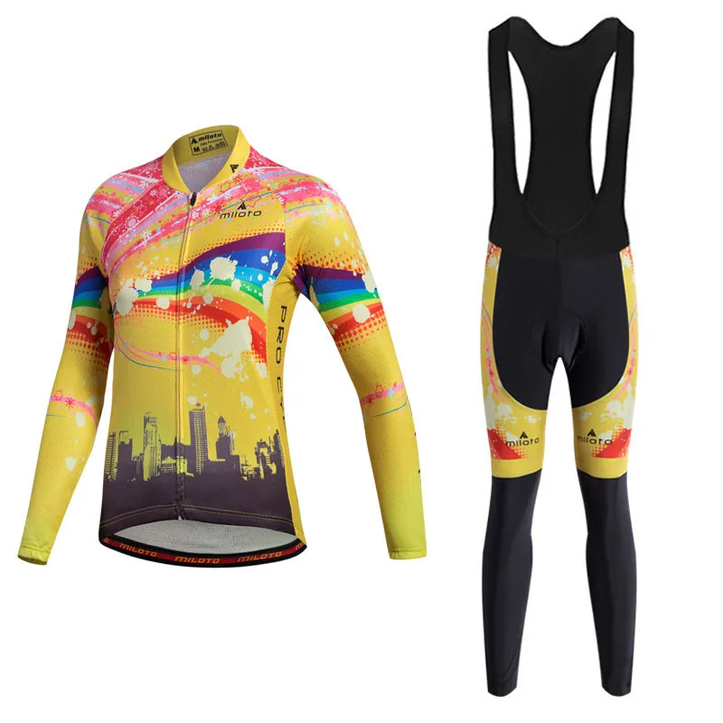 Miloto 2017 длинный рукав Велоспорт Джерси наборы для женщин осень Pro Racing Спортивная