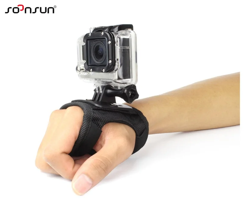 SOONSUN Glove Wrist Band Hand Strap Belt Mount for Gopro Hero 7 6 5 4 3 2018 Xiaomi Yi SJCAM Go Pro Accessories | Электроника