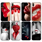 Черный чехол из ТПУ для iphone 5 5s se 6 6s 7 8 plus x 10, силиконовый чехол для iphone XR XS 11 pro MAX, чехол с красными сексуальными губами, девушкой Монро