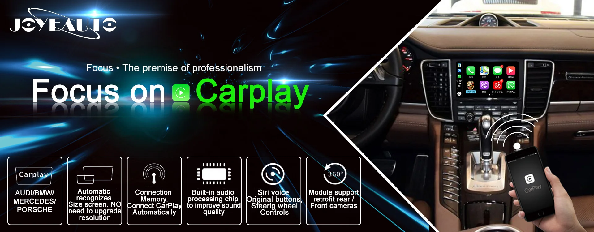 Joyeauto Wifi беспроводной Carplay для Porsche PCM3.1/PCM4.0 Android Авто/зеркало iOS зеркалирование 2010- Cayenne/boxxter/911/Macan