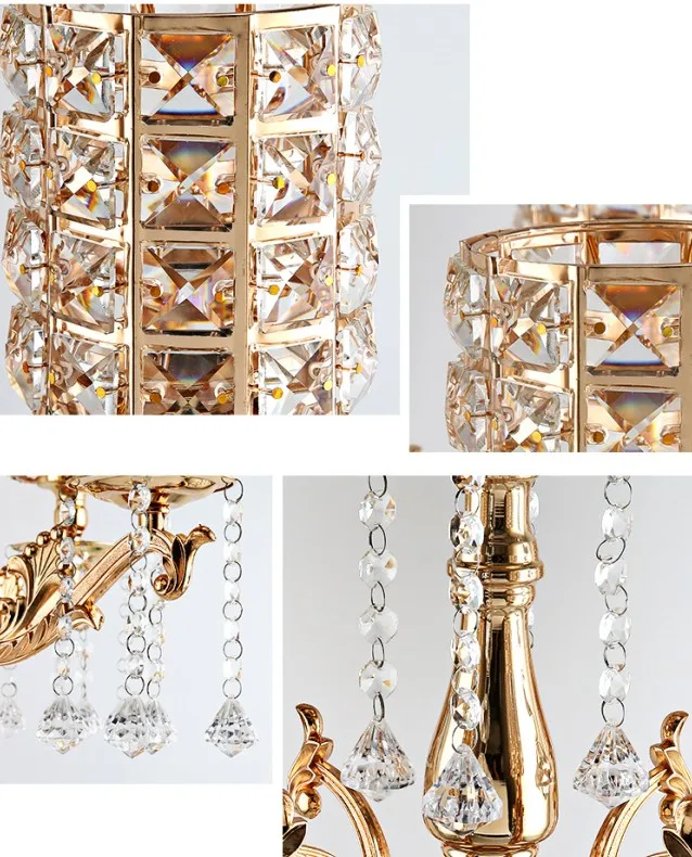 Золотая подставка для свечей с 5 ручками Хрустальный подсвечник высокие