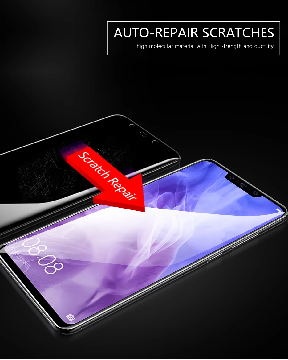 CHYI 3D изогнутая пленка для huawei P Smart+ Защитная пленка для экрана 6,3 дюймов Nova 3 3i нано Гидрогелевая пленка с инструментами не закаленное стекло