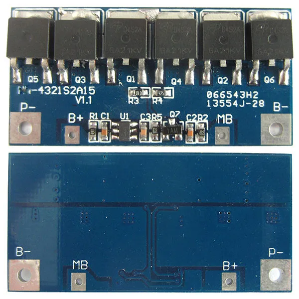 2S 15A 6,4 V LiFePO4 BMS/PCM/PCB Защитная печатная плата батареи для 2 пакетов 18650 батарейных элементов