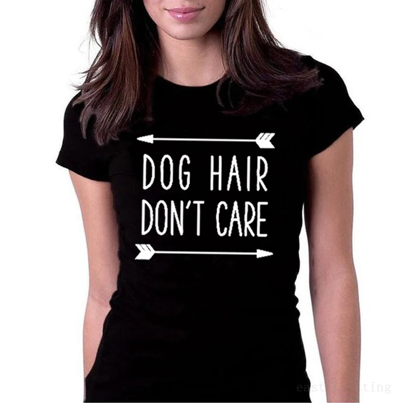 Женская футболка с принтом собака мама Собака волосы не заботятся летняя рубашка