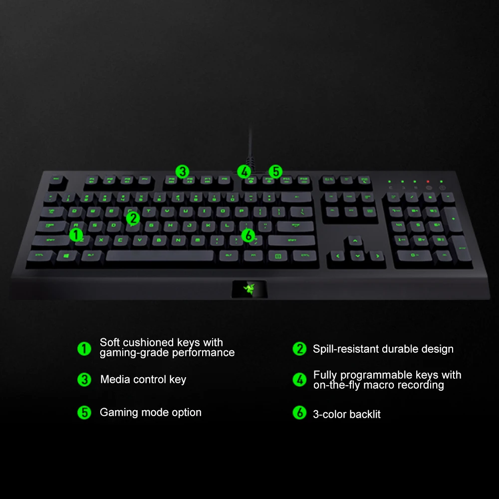 Проводная игровая клавиатура razer Cynosa Pro с подсветкой, мембранная клавиатура для игры, запись макросов, программируемые клавиши, 104 клавиш для ноутбука
