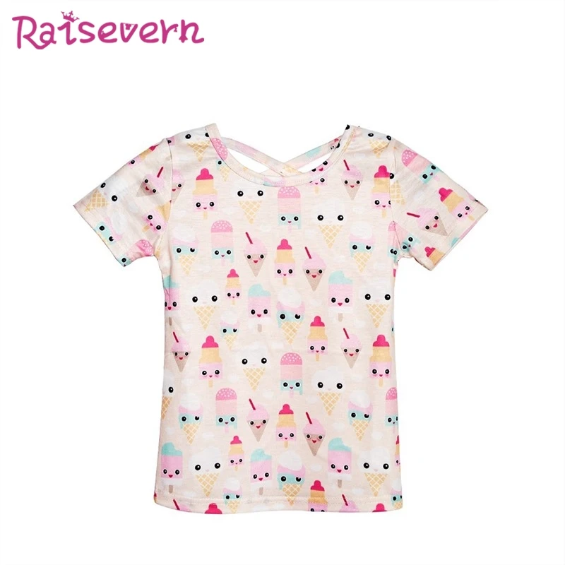 Милые футболки для маленьких девочек с перекрестным вырезом летняя повседневная