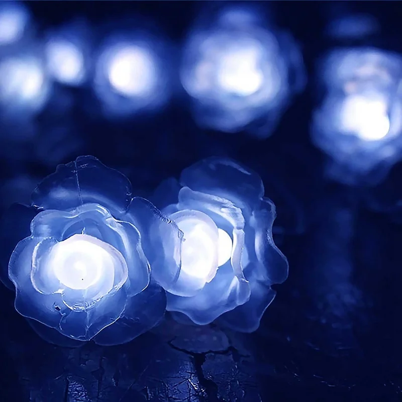 Солнечная наружная садовая Ландшафтная лампа роза гирлянда 30LED Праздничная