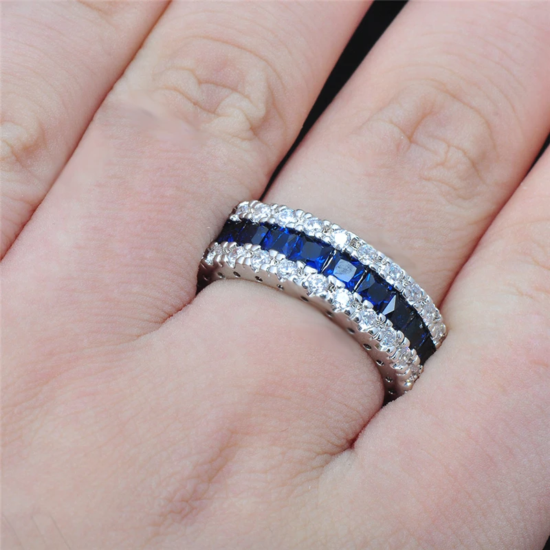 Женское Обручальное кольцо с голубым камнем 10 карат|ring band|ringband clip |