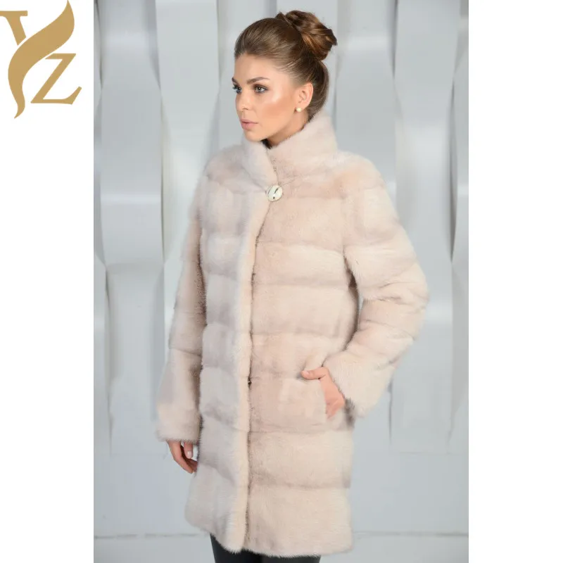 Модные 100% из натурального меха норки пальто с мехом для женщин светильник