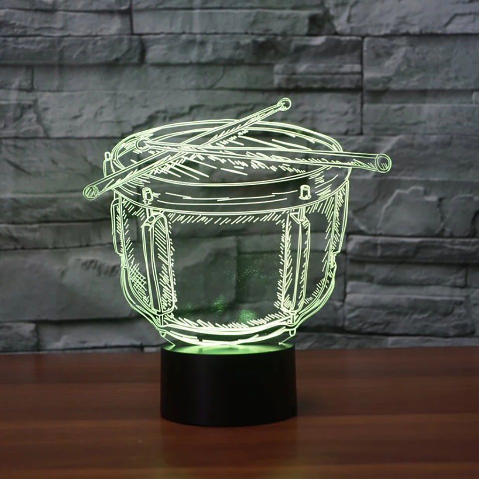 Сенсорный 3D светильник 7 цветов музыкальный инструмент барабан светодиодный