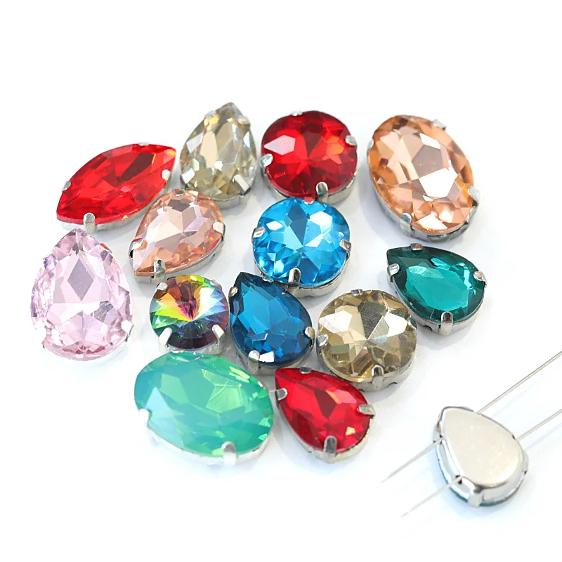50ps Mixed Shapeds Colors Sizes Pointback Sew On Rhinestone with Claw Settings Glass Crystal Sewing Chatons in Claws Dress Y1906 | Дом и сад