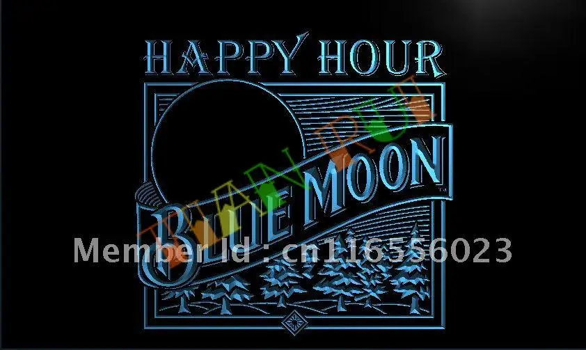 LA661-голубая луна пиво Happy Hour бар светодиодный неоновый светильник знак | Дом и сад